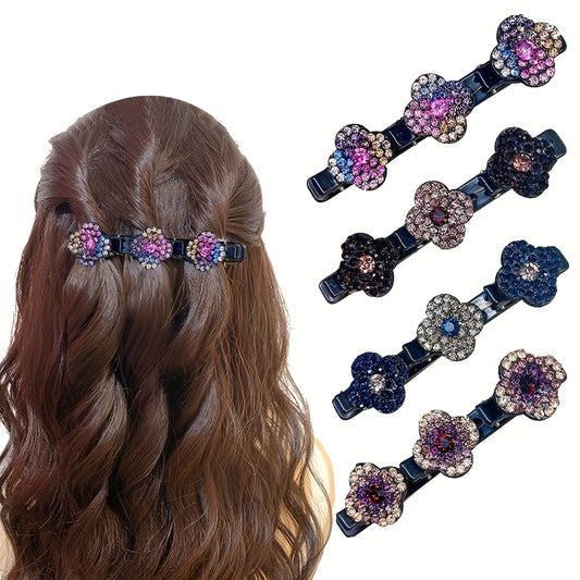 Rhinestone Flowers Hair Clips for Girls