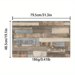 Wood Printed Anti Fatigue Kitchen Rug Waterproof Non Slip