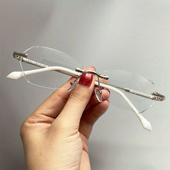 Glitter Rhinestone Rimless Glasses Spectacles Frame