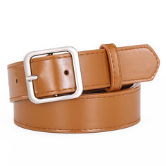 Wide Square Buckle Belt Casual Needle Buckle Belt PU Leather Belts