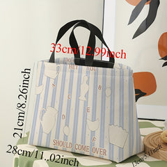 Striped Hip Flask Lunch Bag Waterproof Insulated Bento Bag