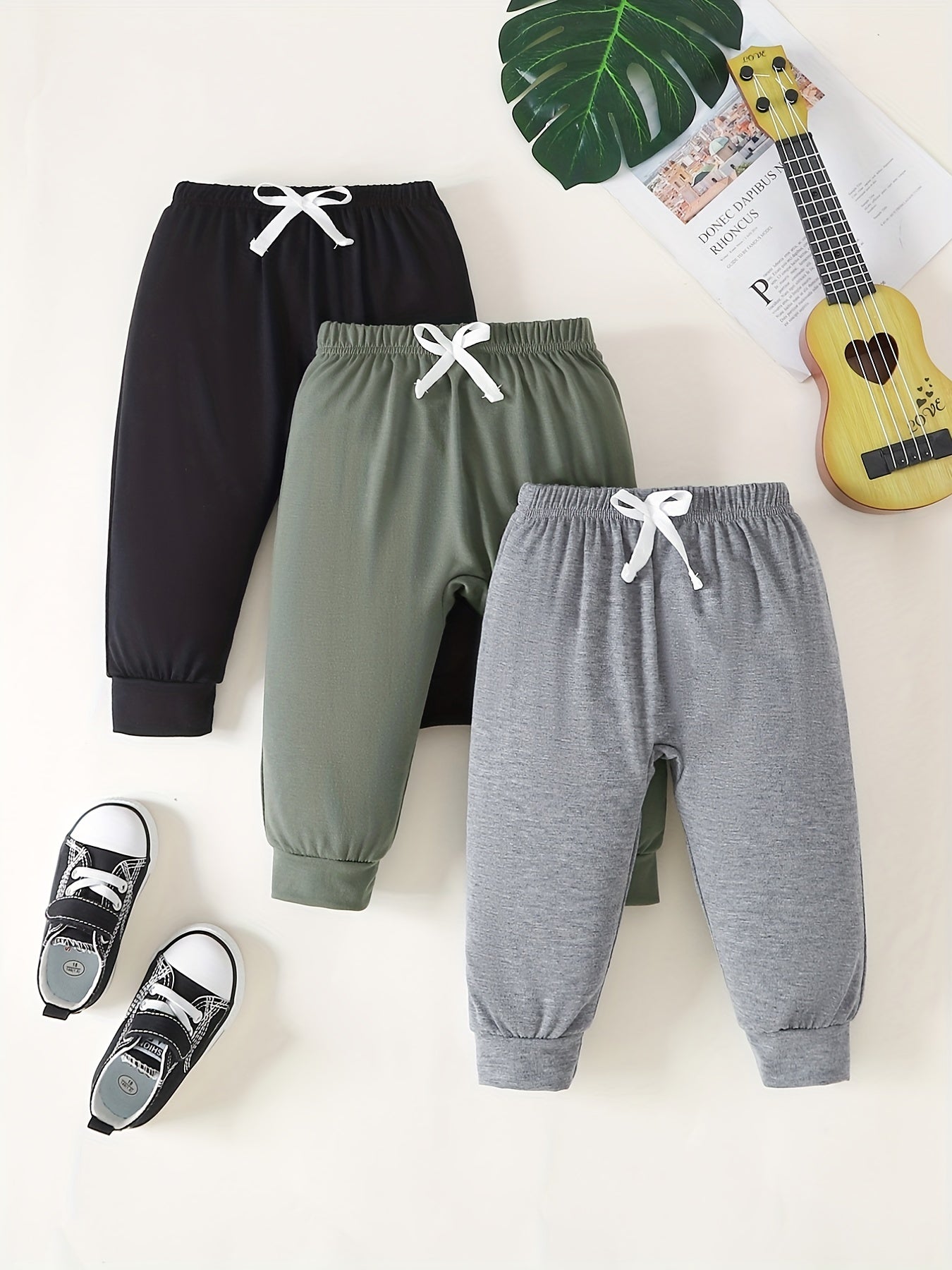3pcs Baby Boys Casual Elastic Waist Sports Pants for Spring Autumn