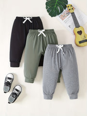 3pcs Baby Boys Casual Elastic Waist Sports Pants for Spring Autumn