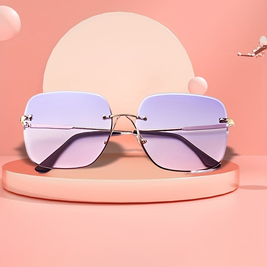 Square Rimless Sunglasses Ombre Metal UV400 Sun Shades