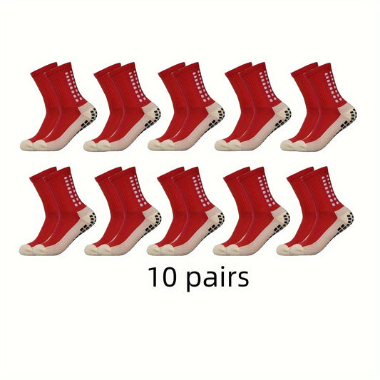 10 Pairs Men's Mid Crew Sport Socks Nylon Blend Breathable Sweat-Absorbing