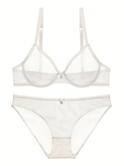 Push Up Lace Mesh Bra & Panties Lingerie Set