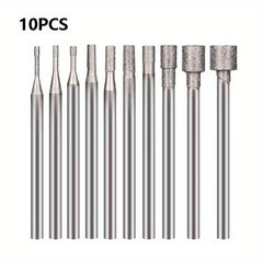 10pcs Mini Cup Diamond Grinding Head Burrs for Rotary Tools 2.35 MM Mandrel