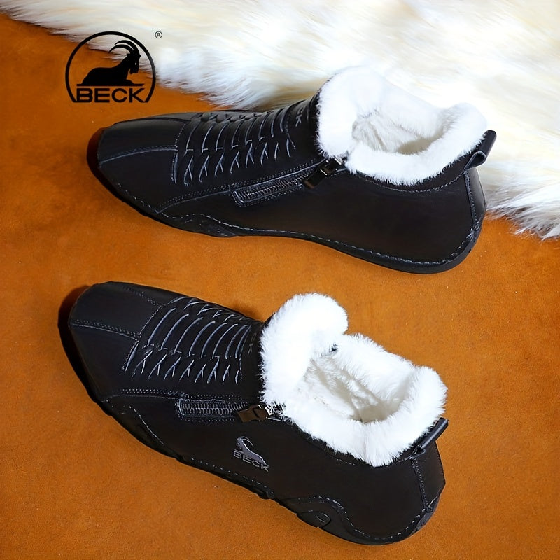 Men's Thermal Winter Shoes Boots With Side Zipper Casual Walking Shoes
