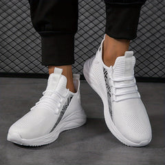 Men's Slip-On Sneakers with Shoelaces Breathable Mesh Athletic Shoes
