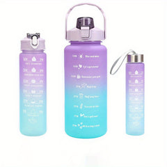 Gradient Straw Water Bottle 3 Pack Outdoor Fitness Cup School Travel