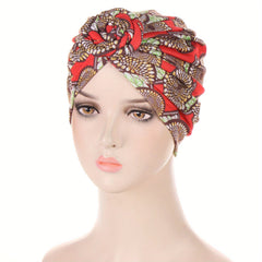 Boho Floral Print Turban Cap Elastic Vintage Head Wraps Lightweight Beanie