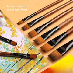 6 Sets Gouache Watercolor Nylon Wool Brushes Acrylic & Paint Brushes