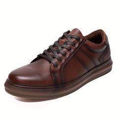 Men's Leather Lace up Sneaker Easy To Clean Shoes Retro Vintage Style