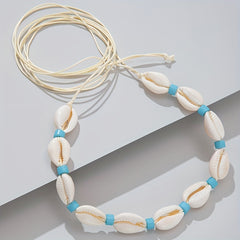 Shell Beaded Waist Chain Elastic Braided Waistband