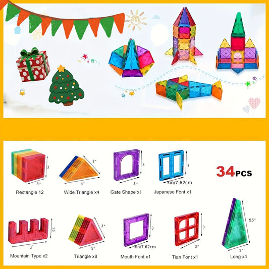 Magnetic Tiles Building Blocks Toy for Kids 3-7 Years