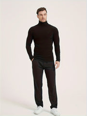 2pcs Men's Long Sleeve Turtleneck Thermal Base Layer - Winter Workout Essential