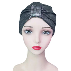 Elegant Laser Hot Stamping Turban Cap for Women