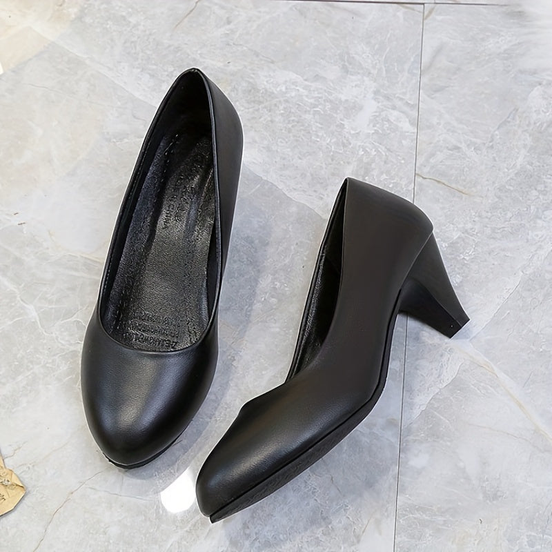 Women's Solid Heels Lightweight Closed Toe Slip On Pumps Women's Business Shoes