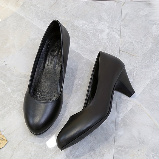 Women's Solid Heels Lightweight Closed Toe Slip On Pumps Women's Business Shoes