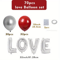 70-Piece Love Balloon Foil Set for Wedding & Themed Parties