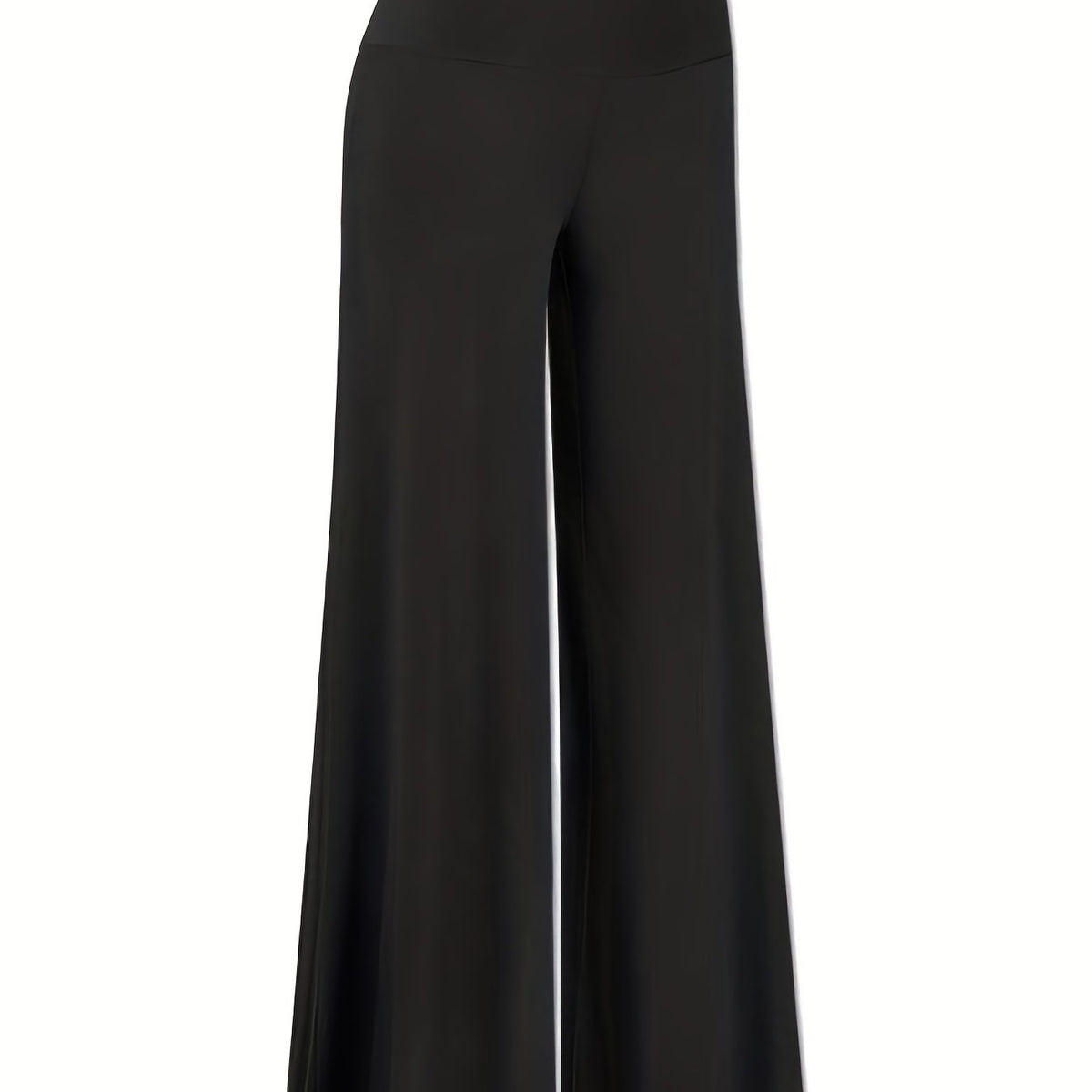  Pants Women's Plus Solid Tummy Control High Rise Wide Leg Trousers