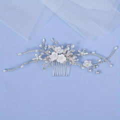 Bridal Wedding Hair Comb with Faux Pearls