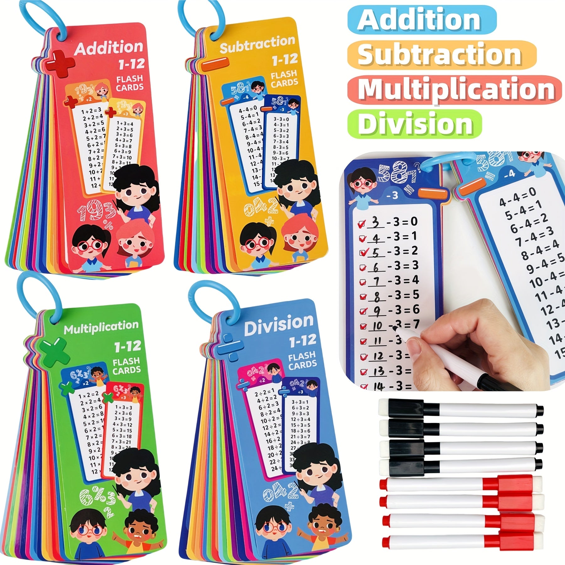 Math Flashcards 0-12: Addition, Subtraction, Multiplication, Division