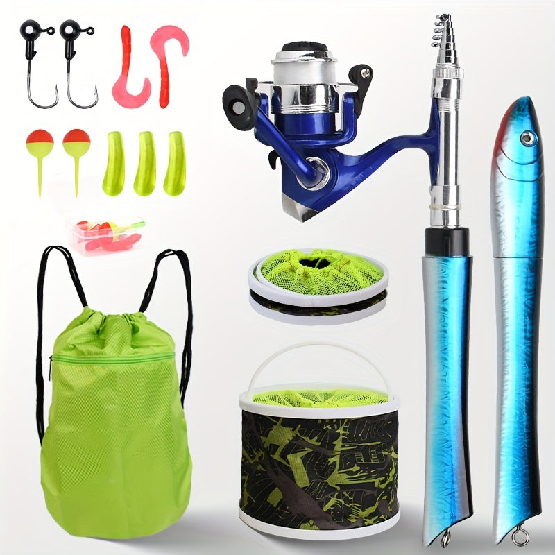 140cm Portable Pocket Fishing Rod Set