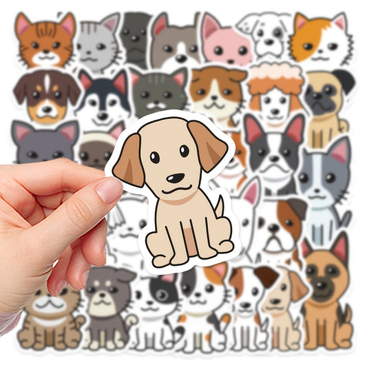 33Pcs Cartoon Cat And Dog Stickers Waterproof DIY Stickers