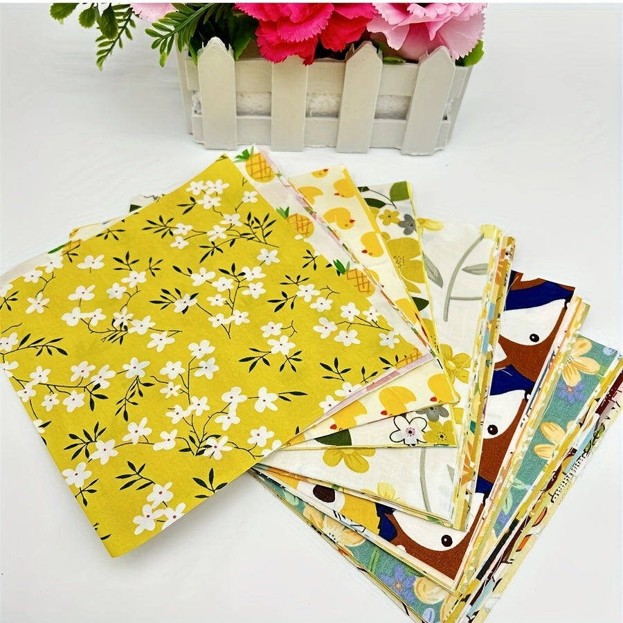 50pcs Yellow Patchwork Fabric for DIY Doll Clothes Sewing Supplies