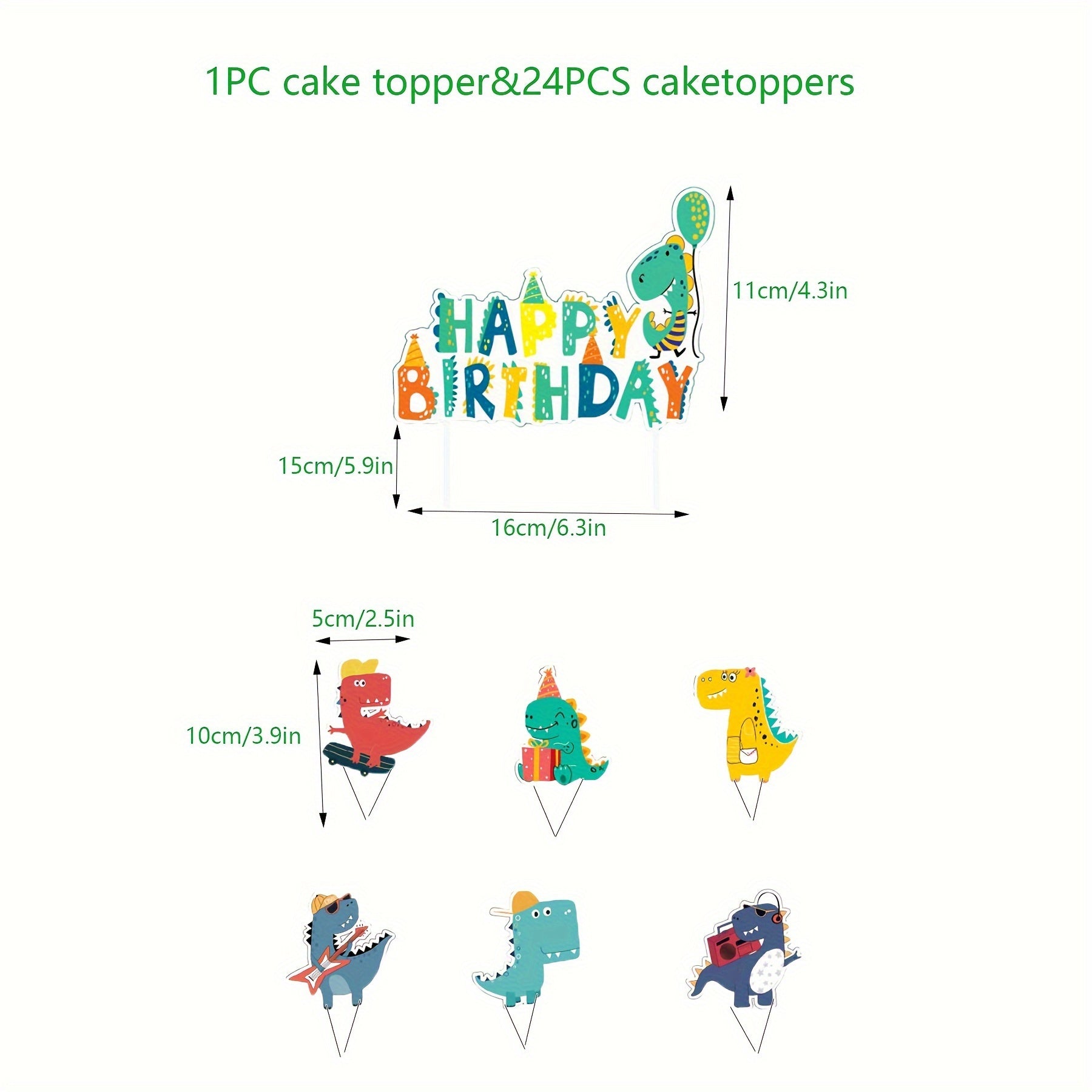 25pcs Dinosaur Cake Insert Party Supplies