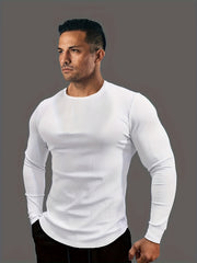 Men's Crew Neck Long Sleeve Stretch Tee