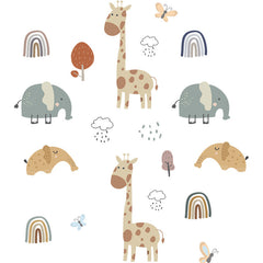 Cartoon Giraffe Elephant Children's Bedroom Wall Sticker