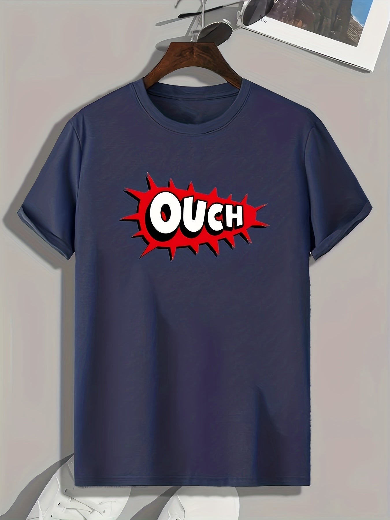 ''OUCH'' Print Men's Graphic T-shirt for Summer
