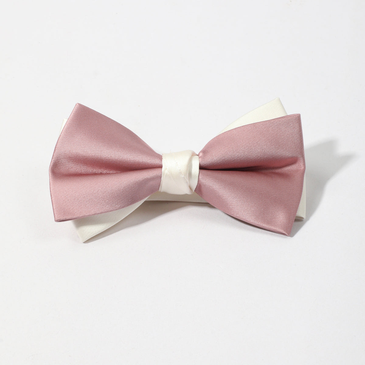 Double Layer Pink Bow Tie Necktie Classic Pre-Tied Shirt Tie for Women