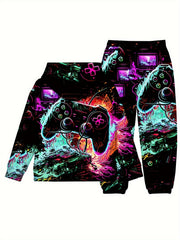 Boy's Game Console Hoodie & Pants Set for Fall Winter