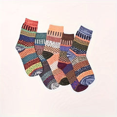 5 Pairs Winter Warm Socks Casual Knit Socks Outdoor Socks Thick Warm Socks