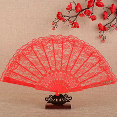 European Vintage Lace Fan Summer Orchid Fan