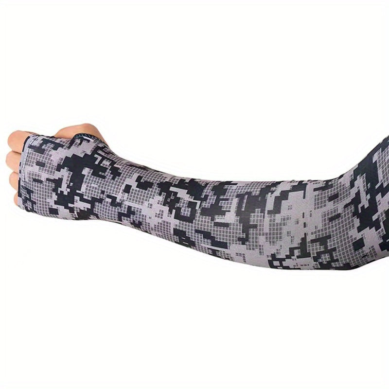 Men's Summer Camo Cooling Sleeves - Sunscreen Protection for Fishing & Sports