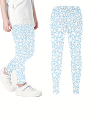 Dalmatian Print Girls Sports Leggings Elastic Tight Pants