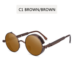 Steampunk Tinted Sunglasses Spring Temple Metal Glasses UV400