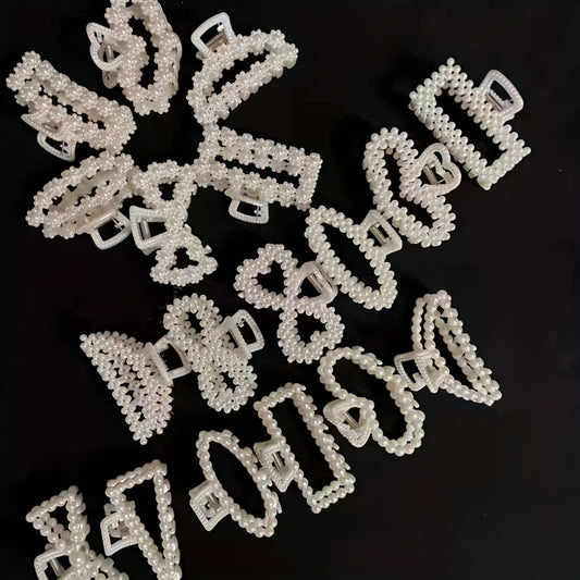 6pcs Pearl Hair Claw Heart Bow Ponytail Holder Hair Clip