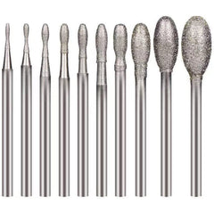 10-Piece Diamond Grinding Drill Bits for Jade Carving Tools
