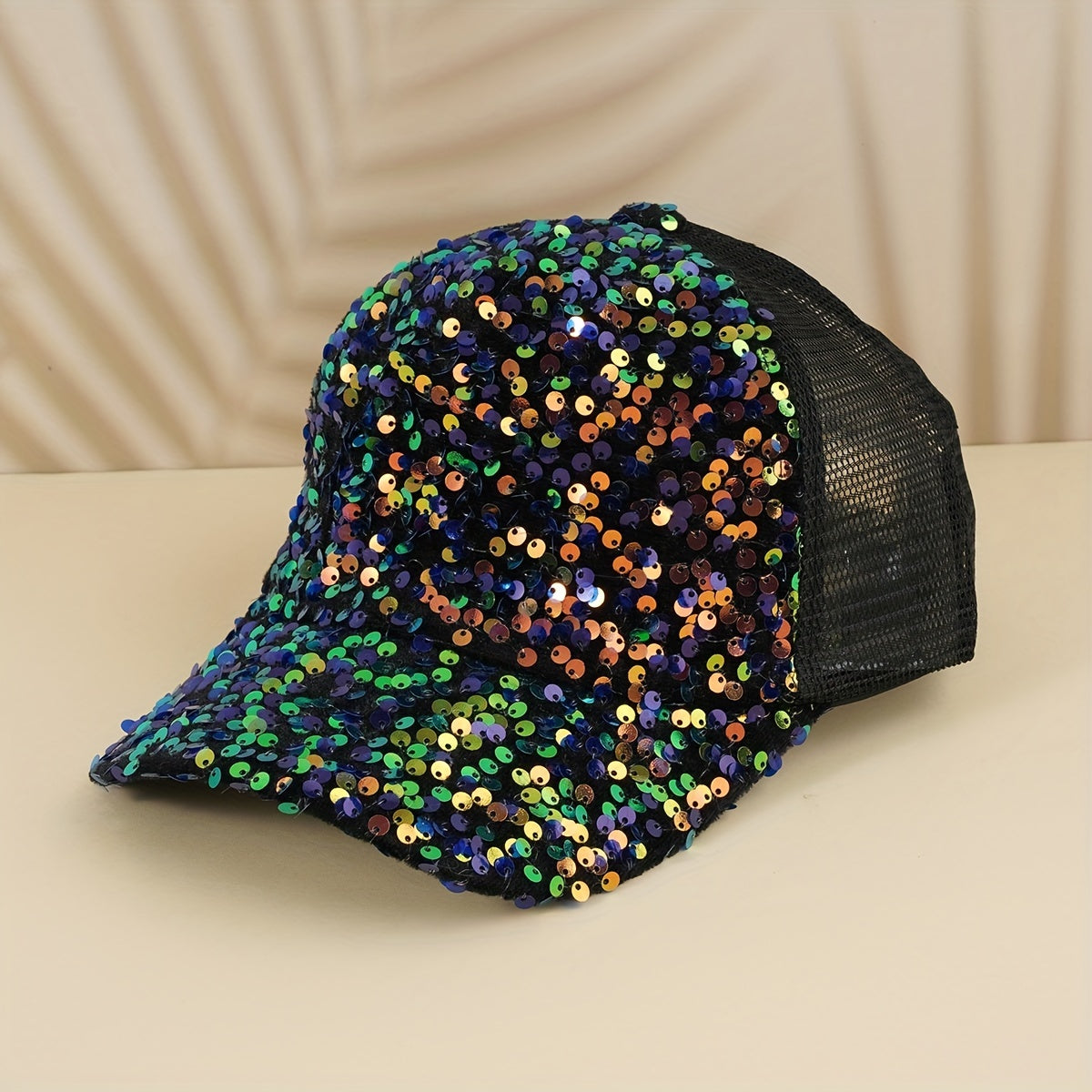 Sequins Solid Baseball Cap Mesh Hip Hop Trucker Hat Y2K Sunshade Sports Hats