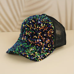 Sequins Solid Baseball Cap Mesh Hip Hop Trucker Hat Y2K Sunshade Sports Hats