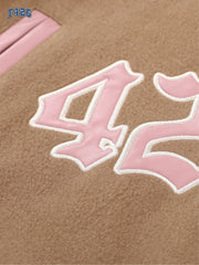 Y2k Graphic Baseball Coat Long Sleeve Snap Button Jacket