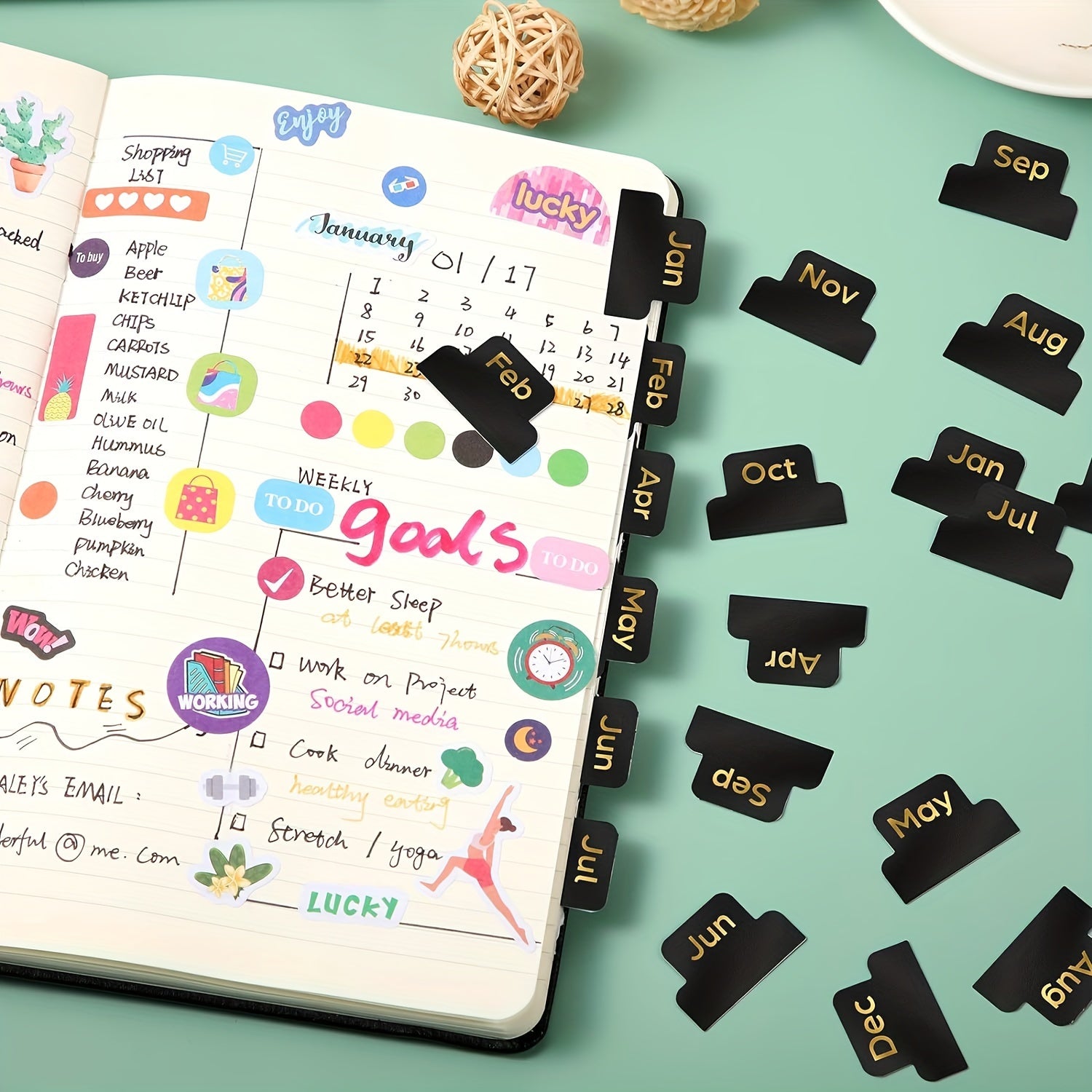 24pcs Adhesive Monthly Planner Labels Multicolor Office Study Plan Organizer