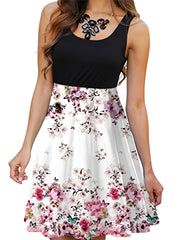 Floral Print Sleeveless Tank Dress Casual Ruched Summer Dress