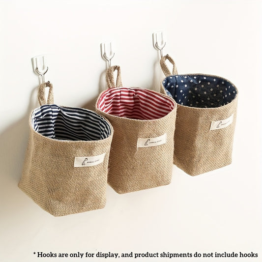 Cotton Linen Flower Pot Small Hemp Bag Hanging Bag Storage Organizer