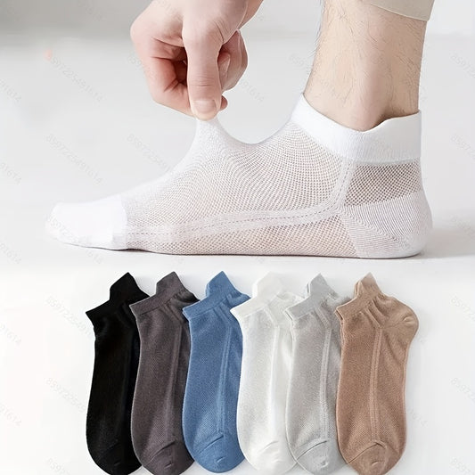 5pairs Boys Kids Casual Thin Mesh Low Ankle Socks For Spring Summer